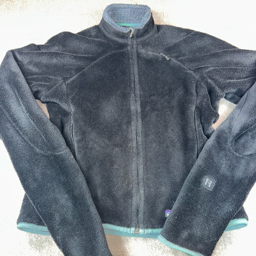 Patagonia R2 Regulator Fleece Jacket Womens Medium Black Teal Full Zip Polartec